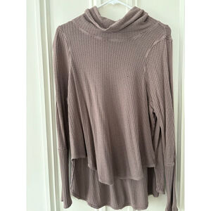 Free People We The Free women's Mauve Waffle Knit Cowl Neck Sweater M